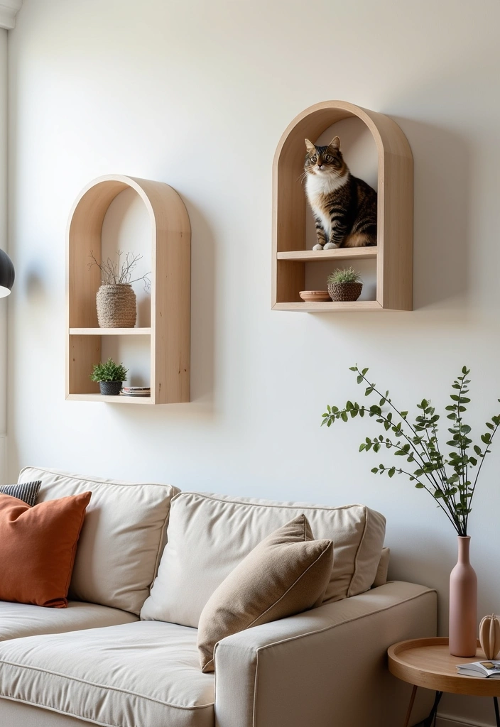 15 Pet Home Decor Ideas That’ll Make Your Living Room Purr-fectly Cozy! - 6. Wall-Mounted Cat Shelves
