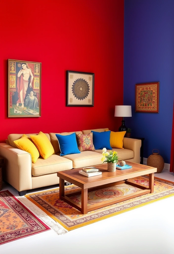 15 Stunning Indian Home Decor Ideas That'll Transform Your Living Room into a Cultural Haven! - 1. Vibrant Color Palette