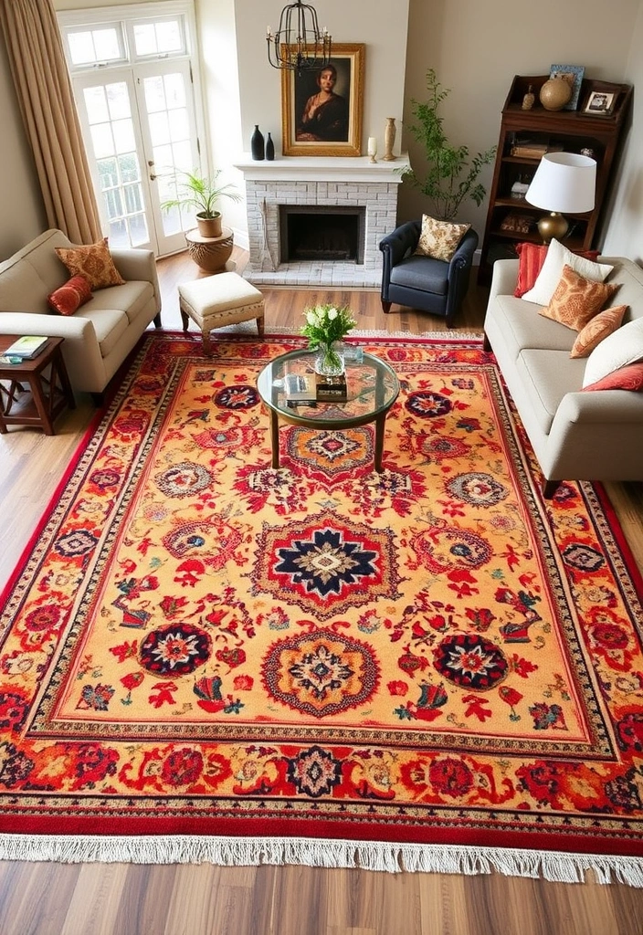 15 Stunning Indian Home Decor Ideas That'll Transform Your Living Room into a Cultural Haven! - 12. Statement Rugs