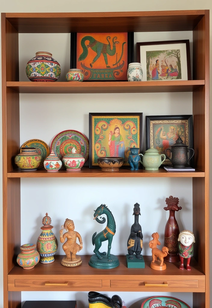 15 Stunning Indian Home Decor Ideas That'll Transform Your Living Room into a Cultural Haven! - 9. Folk Art Accents