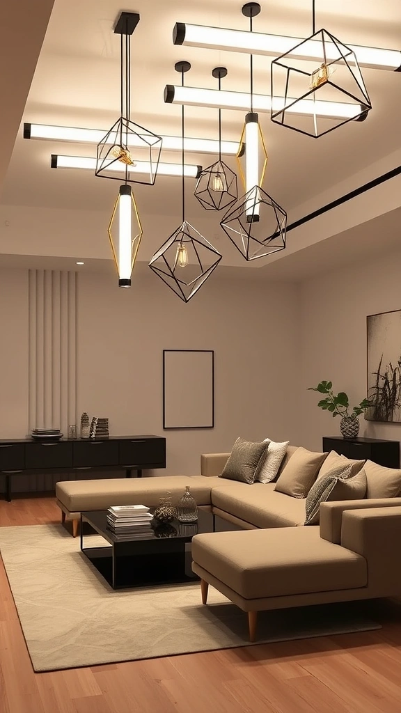 15 Stunning Tube Light Designs That Will Transform Your Living Room into a Cozy Haven! - 10. Tube Lights with Geometric Designs