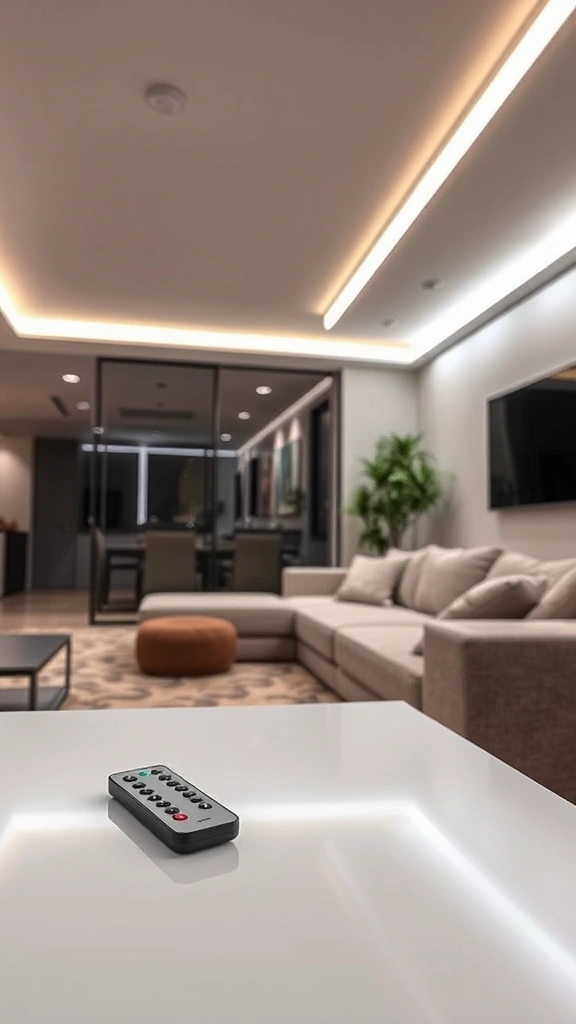 15 Stunning Tube Light Designs That Will Transform Your Living Room into a Cozy Haven! - 12. Tube Lights with Remote Control