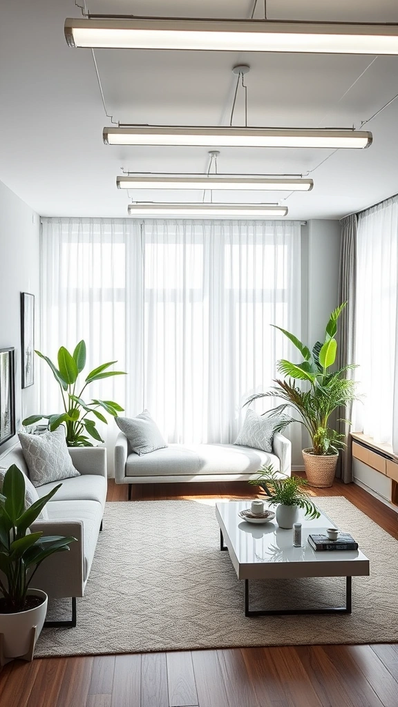 15 Stunning Tube Light Designs That Will Transform Your Living Room into a Cozy Haven! - 8. Tube Lights with Natural Light Features