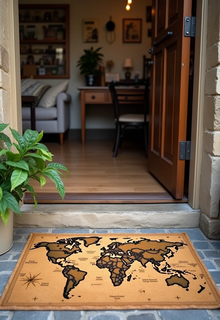 21 Decorative Doormats to Transform Your Entrance into a Welcoming Oasis! - 16. Travel-Inspired