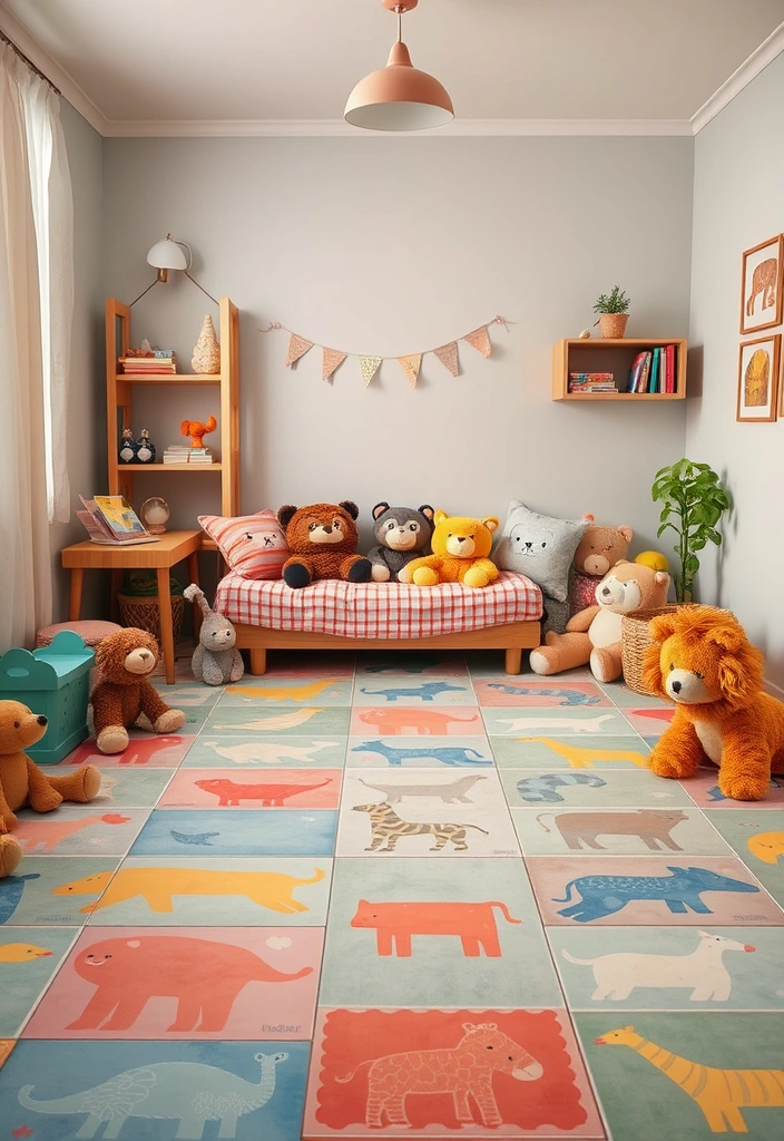 25 Enchanting Kids Room Tile Decor Ideas That'll Spark Their Imagination! - 1. Whimsical Animal Tiles