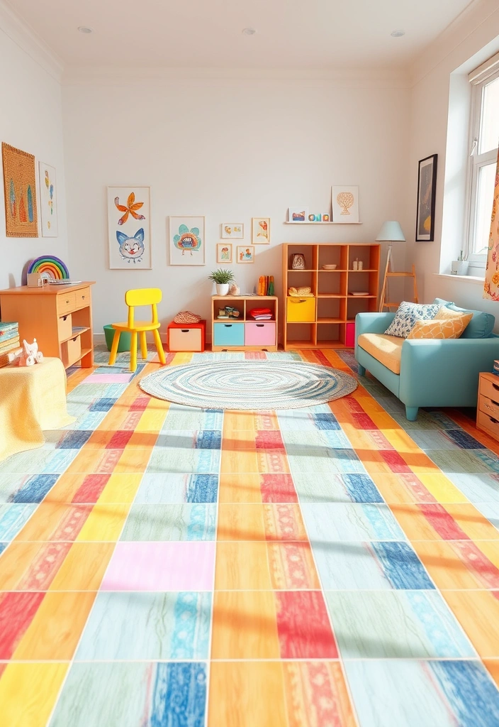 25 Enchanting Kids Room Tile Decor Ideas That'll Spark Their Imagination! - 12. Playful Rainbow Tiles
