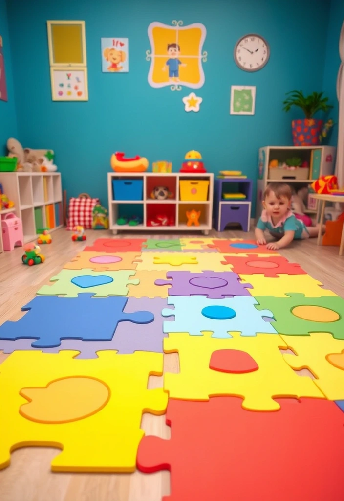 25 Enchanting Kids Room Tile Decor Ideas That'll Spark Their Imagination! - 13. Interactive Puzzle Tiles