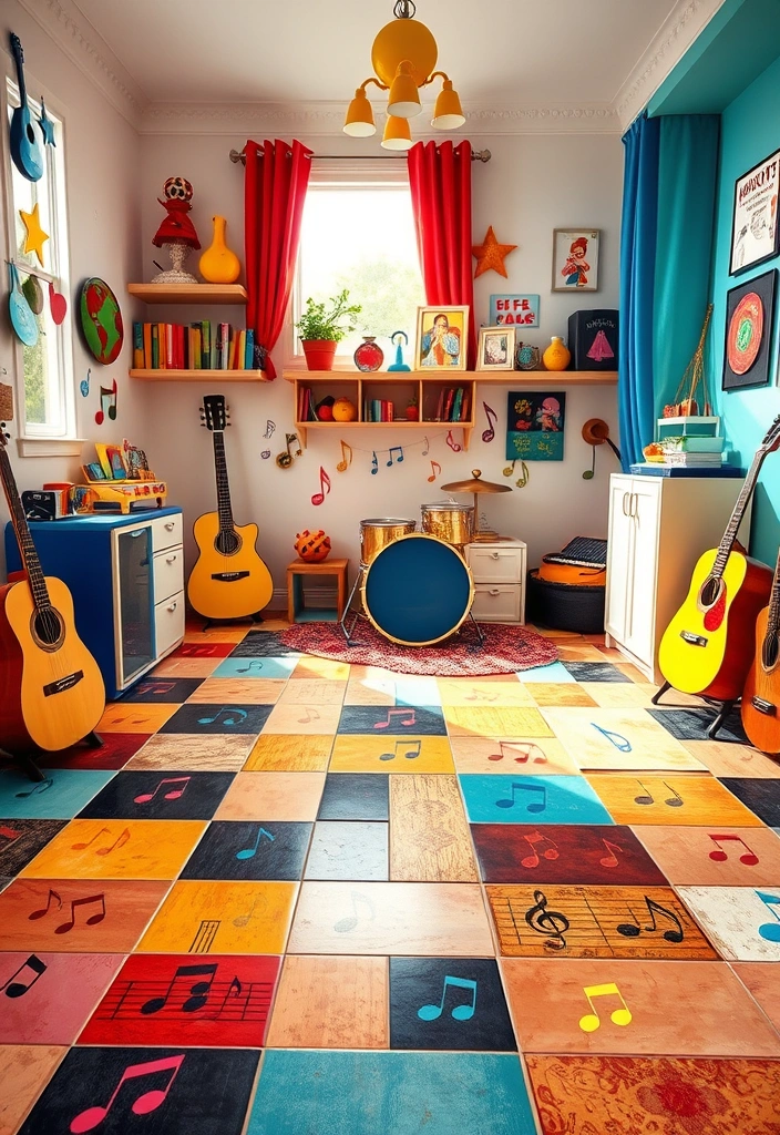 25 Enchanting Kids Room Tile Decor Ideas That'll Spark Their Imagination! - 19. Musical Notes and Instruments