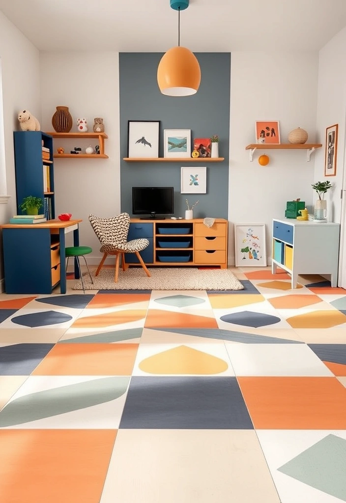 25 Enchanting Kids Room Tile Decor Ideas That'll Spark Their Imagination! - 4. Bold Geometric Patterns