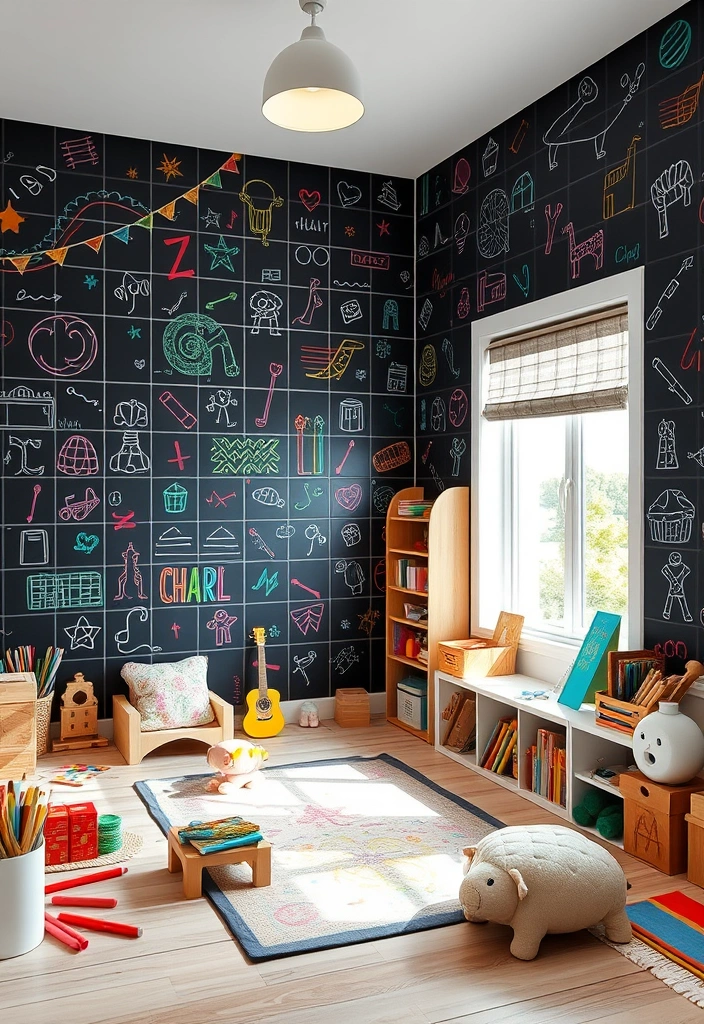 25 Enchanting Kids Room Tile Decor Ideas That'll Spark Their Imagination! - 6. Colorful Chalkboard Tiles
