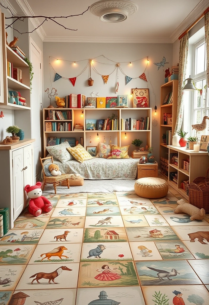 25 Enchanting Kids Room Tile Decor Ideas That'll Spark Their Imagination! - 7. Vintage Storybook Tiles