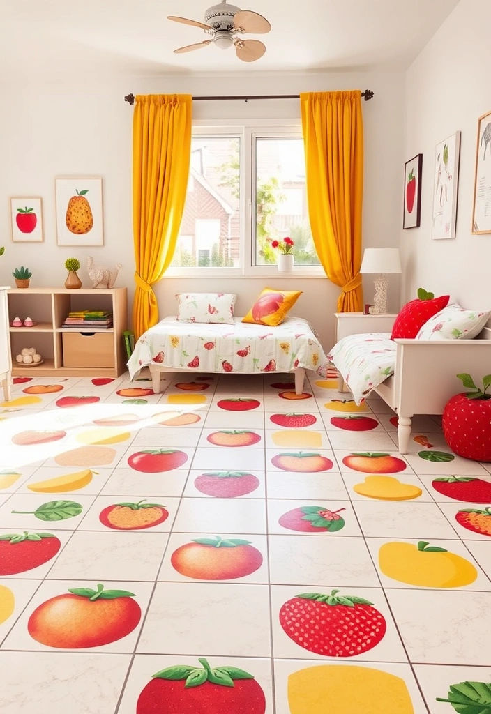 25 Enchanting Kids Room Tile Decor Ideas That'll Spark Their Imagination! - 9. Fun Fruit Patterns