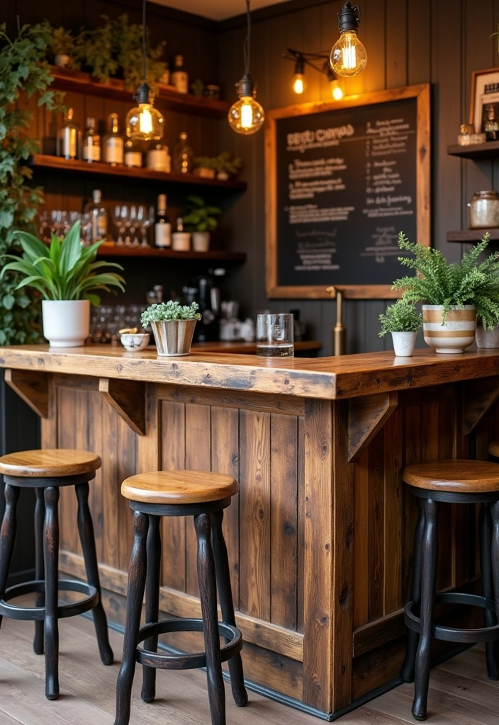 25 Stunning Home Bar Stand Designs That'll Make You the Host with the Most! (#16 Will Blow Your Mind!) - 1. Rustic Wooden Bar Stand