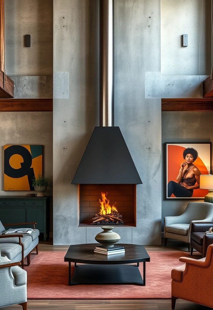 Transform Your Space: 28 Cozy Fireplace Ideas to Snuggle Up To! - 5. Industrial Chic with a Metal Fireplace
