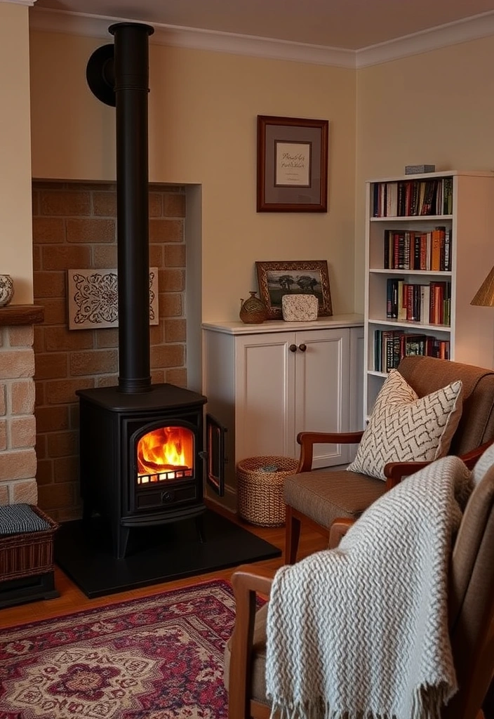 Transform Your Space: 28 Cozy Fireplace Ideas to Snuggle Up To! - 6. Cozy Corner with a Freestanding Stove