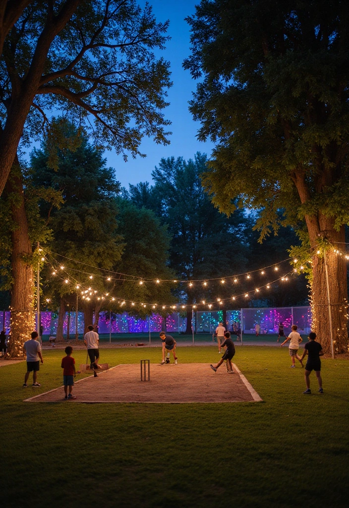 10 Inspiring Home Decor Ideas for a Cricket Play Area Your Kids Will Love! - 7. Colorful Outdoor Lighting