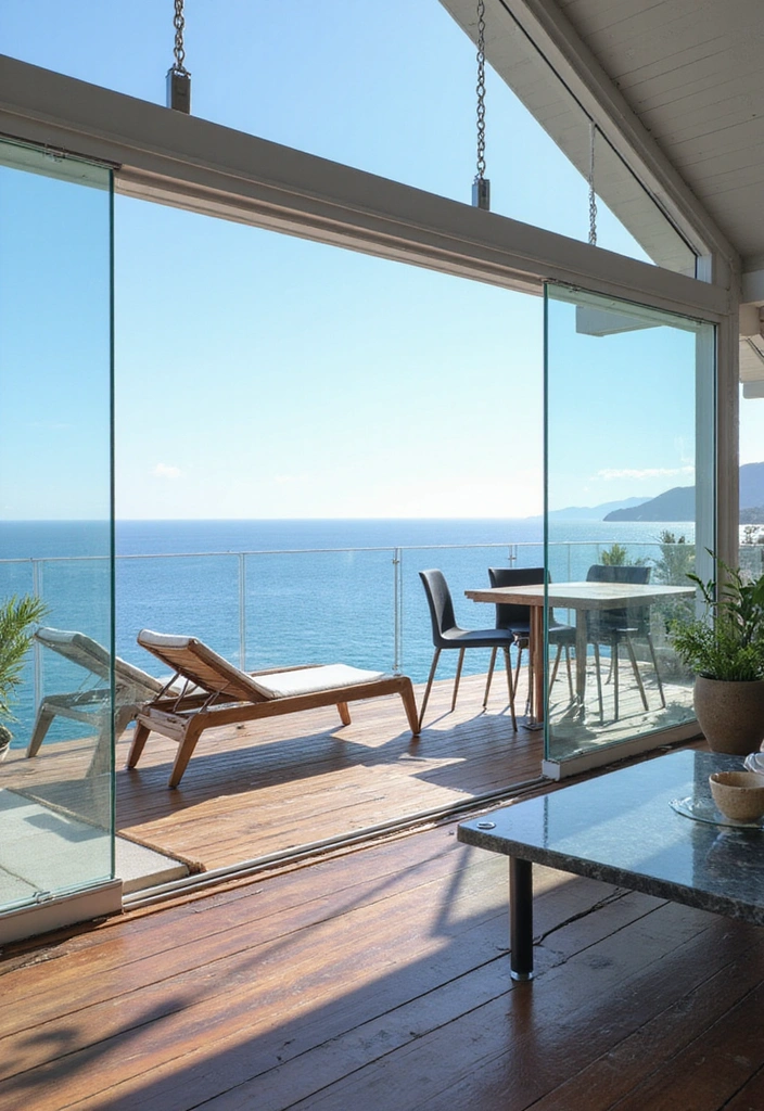 10 Sleek Cable Deck Railing Ideas That Will Elevate Your Outdoor Style! - 3. Contemporary Glass Panels with Cable Support