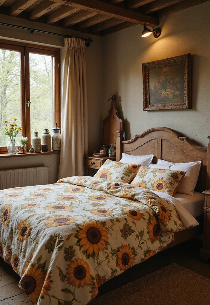 10 Stunning Flower Bedsheet Designs to Transform Your Bedroom into a Floral Paradise! - 6. Rustic Farmhouse