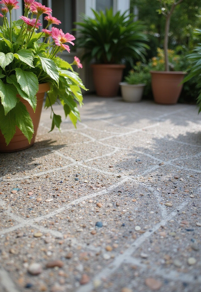 10 Sustainable Concrete Patio Ideas That Are Good for the Earth and Your Home! - 1. Textured Concrete with Natural Aggregates