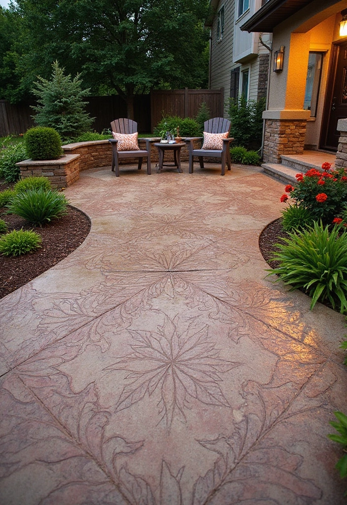 10 Sustainable Concrete Patio Ideas That Are Good for the Earth and Your Home! - 3. Stamped Concrete with Earthy Designs