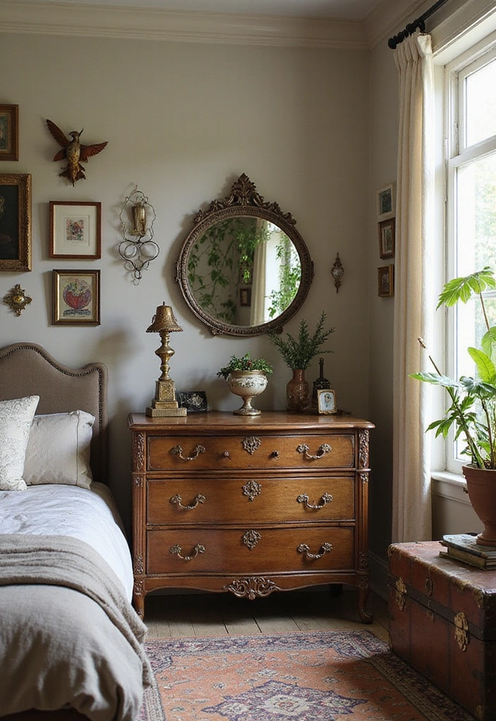 14 Boho Bedroom Decor Ideas That Will Make You Feel Like You're on a Permanent Vacation! - 2. Vintage Finds to Add Character