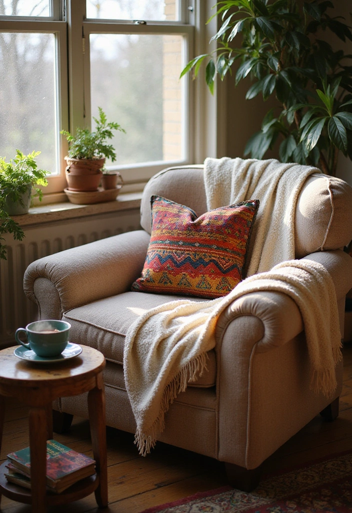 14 Boho Bedroom Decor Ideas That Will Make You Feel Like You're on a Permanent Vacation! - 5. Cozy Reading Nook with Bohemian Flair