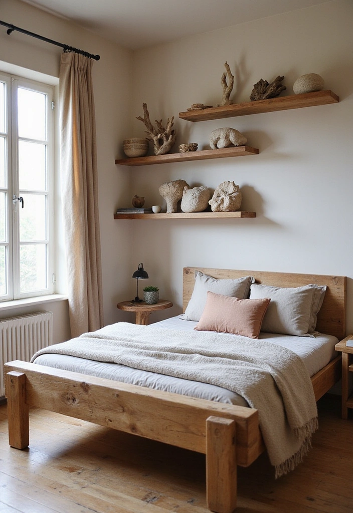 14 Boho Bedroom Decor Ideas That Will Make You Feel Like You're on a Permanent Vacation! - 8. Natural Wood Elements for an Earthy Touch