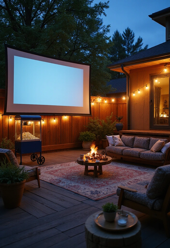 14 Family-Friendly Low Deck Designs That Are Safe and Fun for Everyone! - 12. Family Movie Night Deck