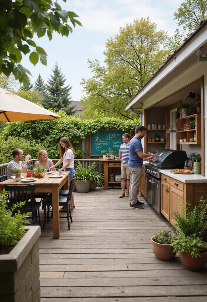 14 Family-Friendly Low Deck Designs That Are Safe and Fun for Everyone! - 5. Functional Outdoor Kitchen Deck