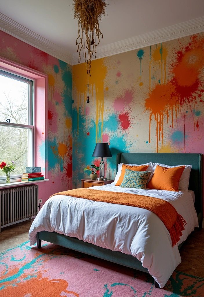 15 Bright and Cheerful Spring Bedroom Wallpapers You Won't Believe Exist! - 12. Artistic Splash of Color