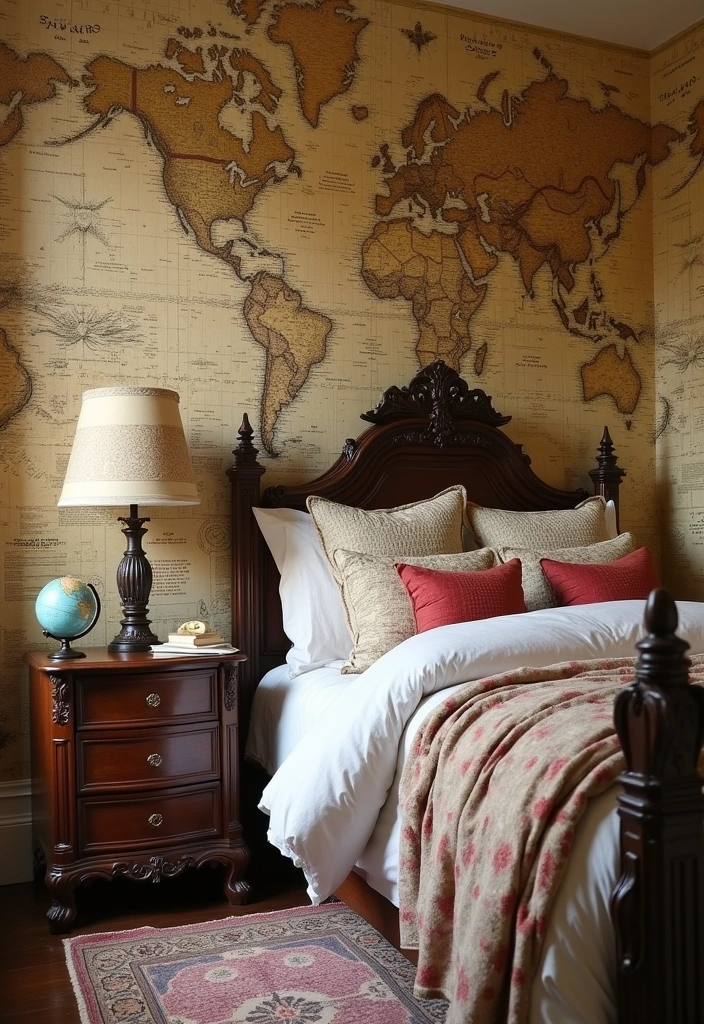 15 Bright and Cheerful Spring Bedroom Wallpapers You Won't Believe Exist! - 15. Vintage Map Designs