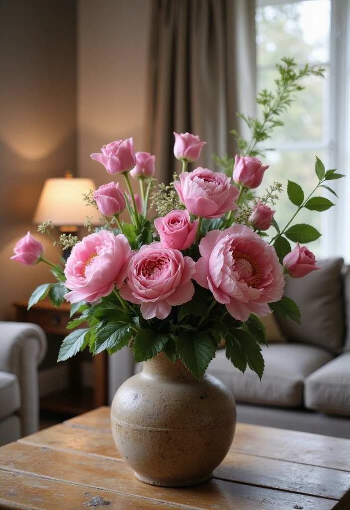 15 Cozy Living Room Ideas with Pink Decor That'll Make You Say 'Wow!' - 10. Pink Floral Arrangements