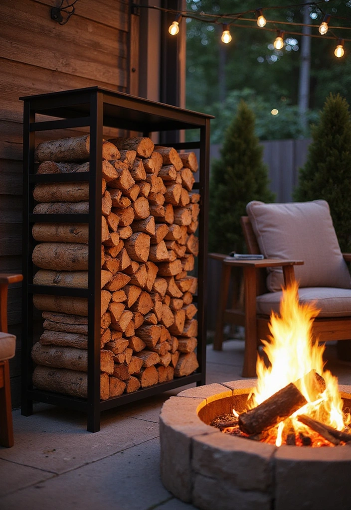 18 Bonfire Lighting Hacks That'll Set the Perfect Mood for Your Garden Parties (Tip #9 is a Game Changer!) - 14. Add a Firewood Rack