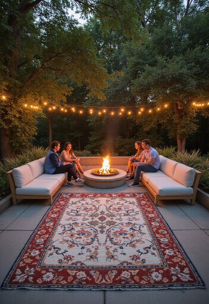 18 Bonfire Lighting Hacks That'll Set the Perfect Mood for Your Garden Parties (Tip #9 is a Game Changer!) - 17. Use Outdoor Rugs