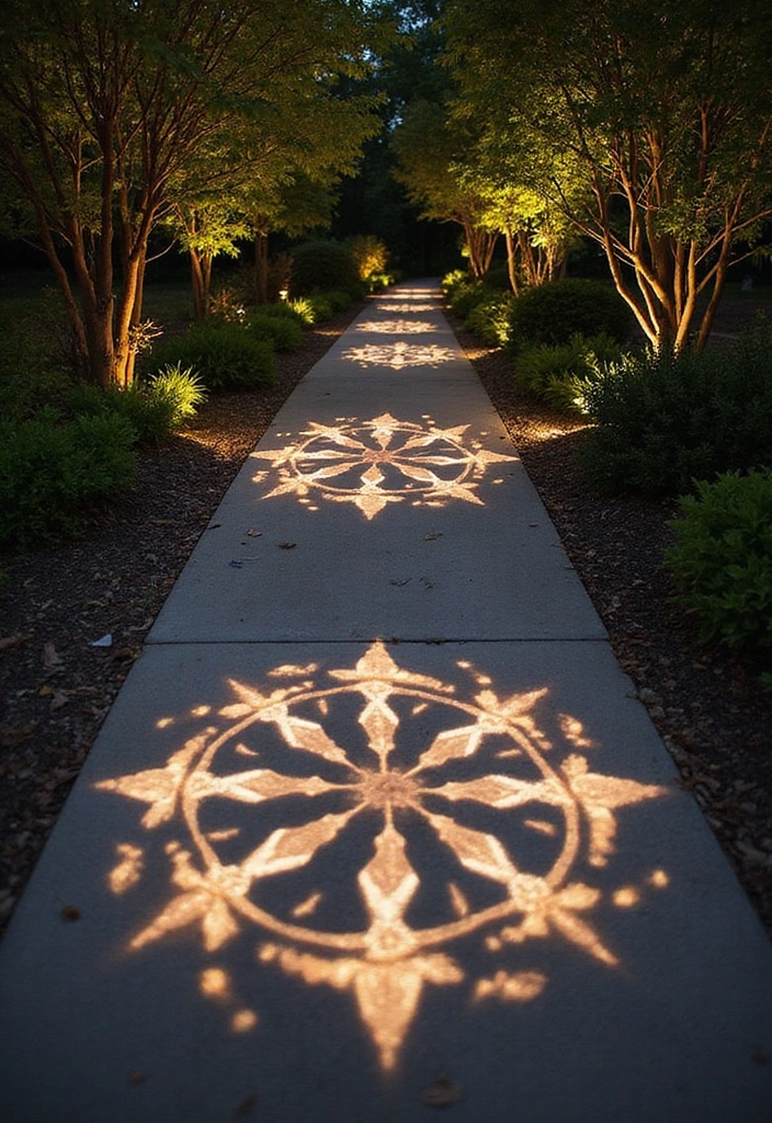 18 Magical Outdoor Lighting Ideas to Illuminate Your Front Yard Like Never Before! - 13. Pathway Projector Lights