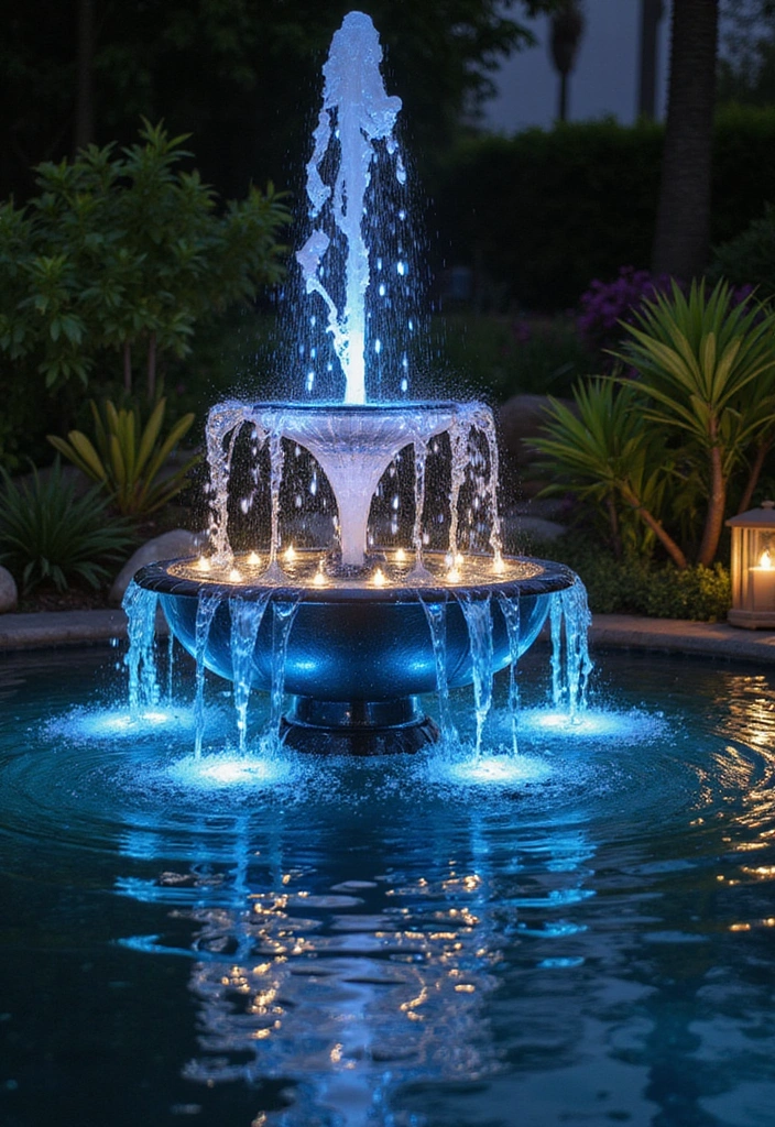 18 Magical Outdoor Lighting Ideas to Illuminate Your Front Yard Like Never Before! - 18. Lighted Water Features