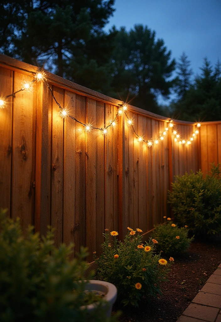 18 Magical Outdoor Lighting Ideas to Illuminate Your Front Yard Like Never Before! - 8. String Lights Around Fencing