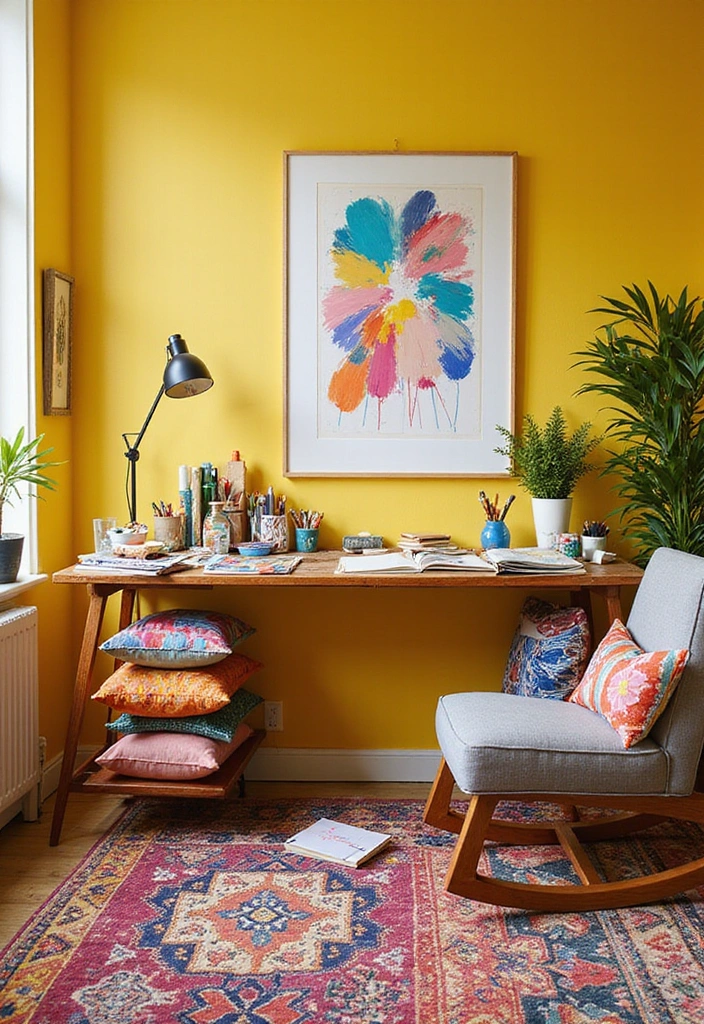 21 Creative Workspace Designs That Will Ignite Your Inspiration (Don't Miss #6!) - 2. Vibrant Creative Corner