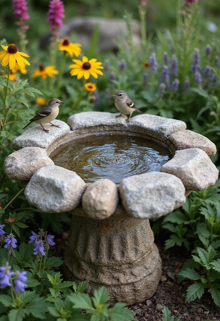 10 Creative Bird Bath Designs You Can Make at Home (Your Feathered Friends Will Thank You!) - 1. Rustic Stone Bird Bath