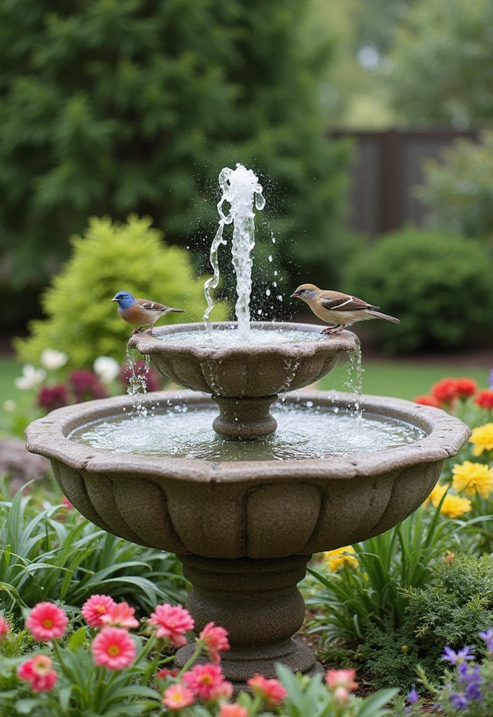 10 Creative Bird Bath Designs You Can Make at Home (Your Feathered Friends Will Thank You!) - 10. DIY Fountain Bird Bath