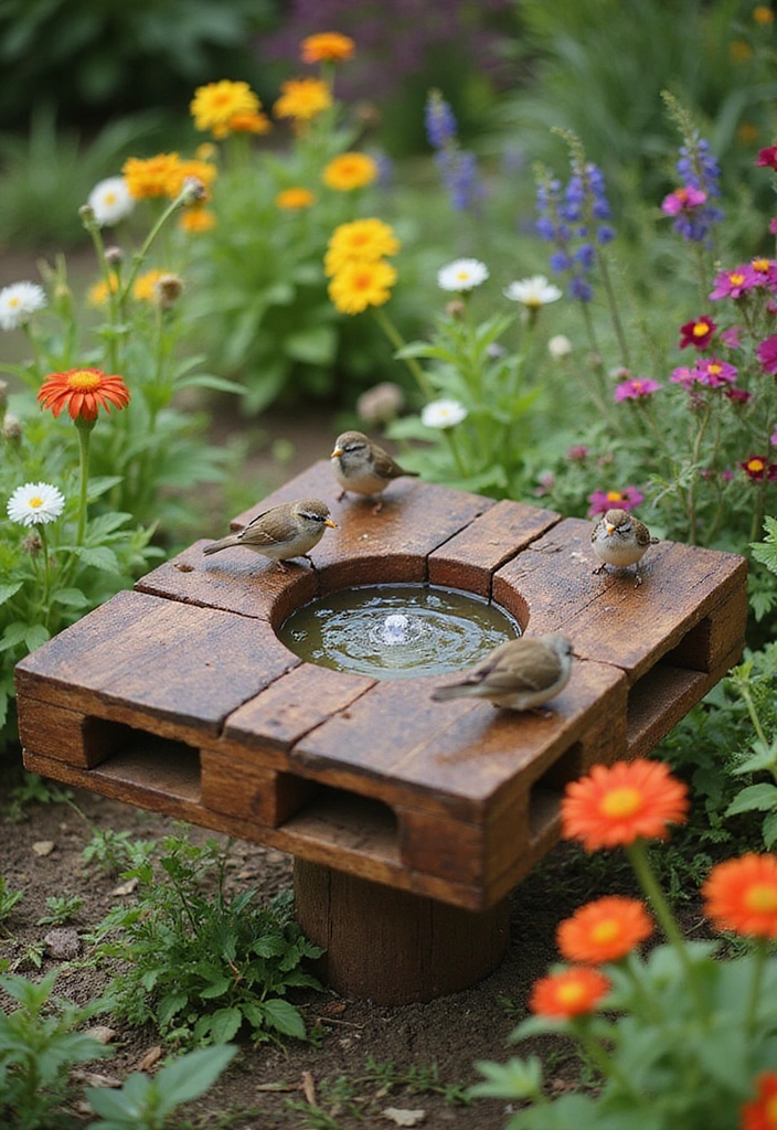 10 Creative Bird Bath Designs You Can Make at Home (Your Feathered Friends Will Thank You!) - 3. Wooden Pallet Bird Bath