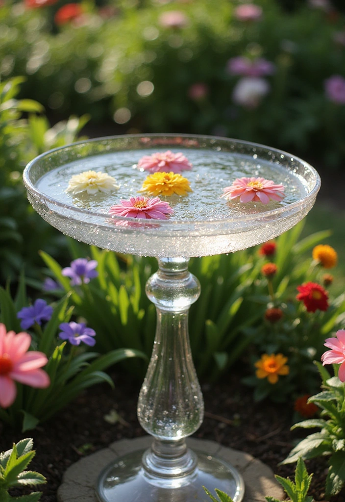 10 Creative Bird Bath Designs You Can Make at Home (Your Feathered Friends Will Thank You!) - 5. Glass Bowl Bird Bath