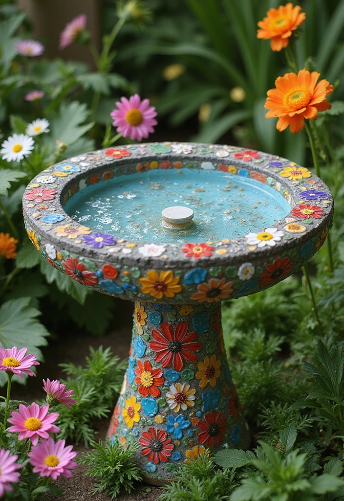 10 Creative Bird Bath Designs You Can Make at Home (Your Feathered Friends Will Thank You!) - 8. Mosaic Bird Bath