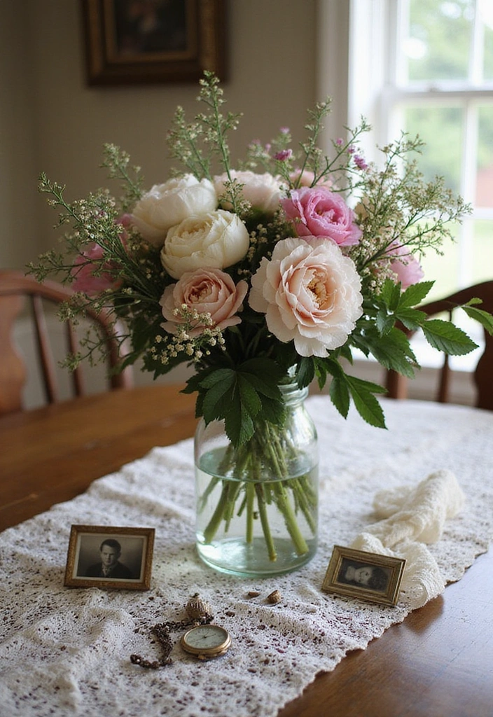 10 Heartwarming Senior Table Decor Ideas That Will Brighten Any Space (You Won't Believe #6!) - 1. Vintage Floral Centerpieces