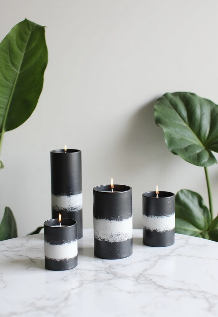 10 Stunning Candle Painting Ideas That'll Transform Your Space (You Won't Believe #4!) - 1. Minimalist Monochrome