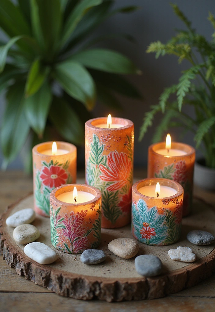 10 Stunning Candle Painting Ideas That'll Transform Your Space (You Won't Believe #4!) - 2. Nature-Inspired Designs