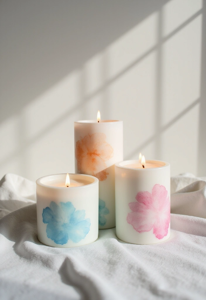 10 Stunning Candle Painting Ideas That'll Transform Your Space (You Won't Believe #4!) - 3. Whimsical Watercolor