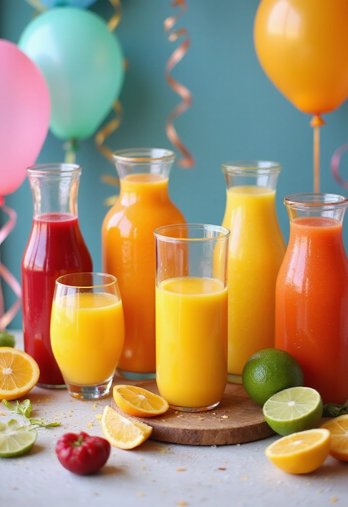 10 Stunning Home Decor Mimosa Bar Ideas That Will Wow Your Guests! - 4. Color Pop Mimosa Bar