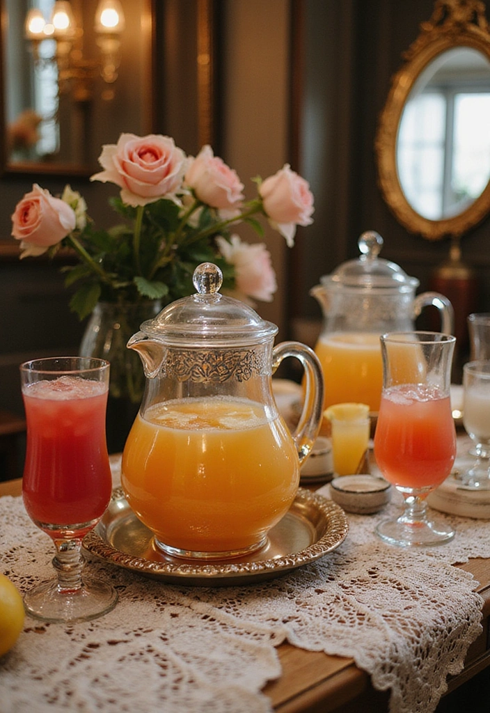 10 Stunning Home Decor Mimosa Bar Ideas That Will Wow Your Guests! - 6. Vintage Glam Mimosa Bar