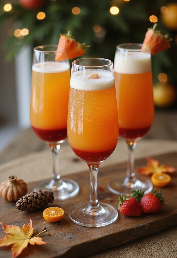 10 Stunning Home Decor Mimosa Bar Ideas That Will Wow Your Guests! - 9. Seasonal Sensation Mimosa Bar